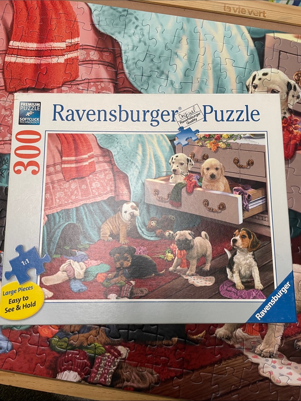 Ravensburger Puppies Puzzle Box Featuring White and Blue Accents